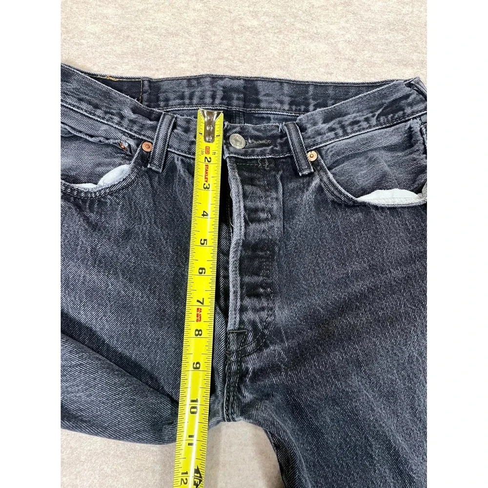 Levi's 501 Original Jeans Mens 33x32 Gray Denim Cotton Dark Wash Straight Leg